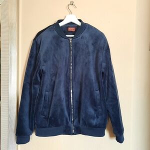 Navy Velvet Bomber Jacket
